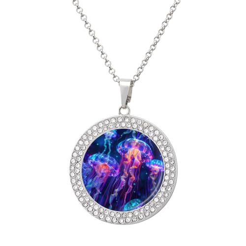 KWQDOZF Leuchtende Qualle, personalisierte runde Halskette mit Bild-Diamant-Anhänger, personalisierter Erinnerungsschmuck, Geschenk für Männer und Frauen KWQDOZF Leuchtende Qualle, personalisierte runde Halskette mit Bild-Diamant-Anhänger, personalisierter Erinnerungsschmuck, Geschenk für Männer und Frauen von KWQDOZF
