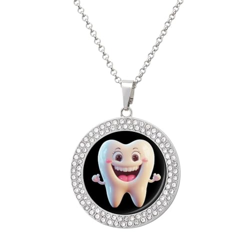 KWQDOZF Niedliche Zahnzahnärzte, personalisierte runde Halskette mit Bild-Diamant-Anhänger, personalisierter Erinnerungsschmuck, Geschenk für Männer und Frauen KWQDOZF Niedliche Zahnzahnärzte, personalisierte runde Halskette mit Bild-Diamant-Anhänger, personalisierter Erinnerungsschmuck, Geschenk für Männer und Frauen von KWQDOZF
