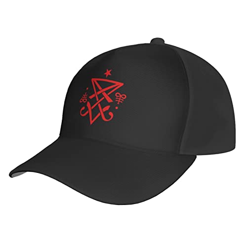 KWQDOZF Occult Sigil of Lucifer Satanic Outdoor Baseball Cap Trucker Hat Buckle Back Peaked Cap Casquette Hat von KWQDOZF