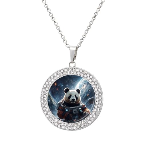 KWQDOZF Panda-Astronaut, personalisierte runde Halskette mit Bild, Diamant-Anhänger, personalisierter Erinnerungsschmuck, Geschenk für Männer und Frauen KWQDOZF Panda-Astronaut, personalisierte runde Halskette mit Bild, Diamant-Anhänger, personalisierter Erinnerungsschmuck, Geschenk für Männer und Frauen von KWQDOZF