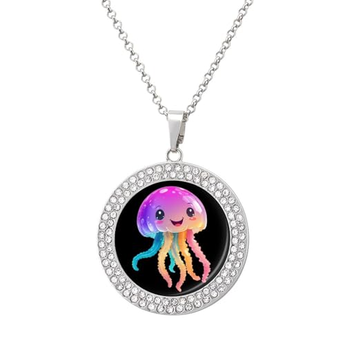 KWQDOZF Personalisierte runde Halskette mit Cartoon-Quallen-Anhänger, Bild, Diamant-Anhänger, personalisierter Erinnerungsschmuck, Geschenk für Männer und Frauen KWQDOZF Personalisierte runde Halskette mit Cartoon-Quallen-Anhänger, Bild, Diamant-Anhänger, personalisierter Erinnerungsschmuck, Geschenk für Männer und Frauen von KWQDOZF