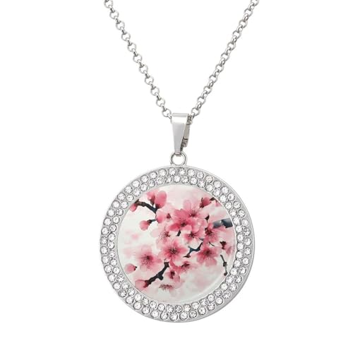 KWQDOZF Personalisierte runde Halskette mit Kirschblüten-Aquarell, Bild, Diamant-Anhänger, personalisierter Erinnerungsschmuck, Geschenk für Männer und Frauen KWQDOZF Personalisierte runde Halskette mit Kirschblüten-Aquarell, Bild, Diamant-Anhänger, personalisierter Erinnerungsschmuck, Geschenk für Männer und Frauen von KWQDOZF