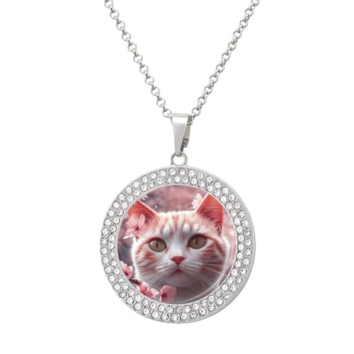 KWQDOZF Personalisierte runde Halskette mit Kirschblumen und Katzen, Bild-Diamant-Anhänger, personalisierter Erinnerungsschmuck, Geschenk für Männer und Frauen KWQDOZF Personalisierte runde Halskette mit Kirschblumen und Katzen, Bild-Diamant-Anhänger, personalisierter Erinnerungsschmuck, Geschenk für Männer und Frauen von KWQDOZF