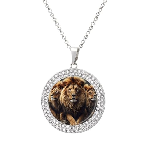 KWQDOZF Personalisierte runde Halskette mit Löwenfamilie, Bild-Diamant-Anhänger, personalisierter Erinnerungsschmuck, Geschenk für Männer und Frauen KWQDOZF Personalisierte runde Halskette mit Löwenfamilie, Bild-Diamant-Anhänger, personalisierter Erinnerungsschmuck, Geschenk für Männer und Frauen von KWQDOZF