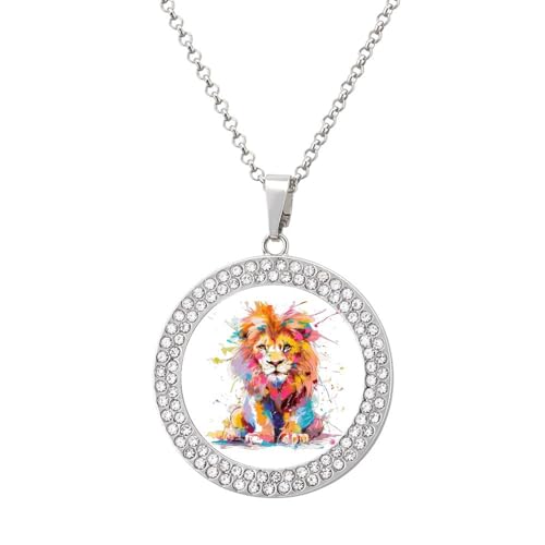 KWQDOZF Personalisierte runde Halskette mit Löwenmotiv und Bild, Diamant-Anhänger, personalisierter Erinnerungsschmuck, Geschenk für Männer und Frauen KWQDOZF Personalisierte runde Halskette mit Löwenmotiv und Bild, Diamant-Anhänger, personalisierter Erinnerungsschmuck, Geschenk für Männer und Frauen von KWQDOZF