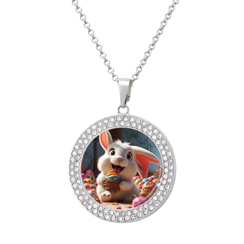 KWQDOZF Personalisierte runde Halskette mit Osterhasen-Bild und Diamant-Anhänger, personalisierter Erinnerungsschmuck, Geschenk für Männer und Frauen KWQDOZF Personalisierte runde Halskette mit Osterhasen-Bild und Diamant-Anhänger, personalisierter Erinnerungsschmuck, Geschenk für Männer und Frauen von KWQDOZF