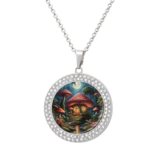 KWQDOZF Personalisierte runde Halskette mit Pilzhaus und Mond, Bild-Diamant-Anhänger, personalisierter Erinnerungsschmuck, Geschenk für Männer und Frauen KWQDOZF Personalisierte runde Halskette mit Pilzhaus und Mond, Bild-Diamant-Anhänger, personalisierter Erinnerungsschmuck, Geschenk für Männer und Frauen von KWQDOZF