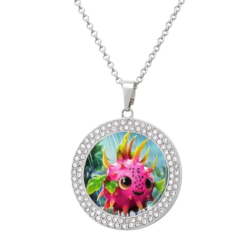 KWQDOZF Pitaya im Regen, personalisierte runde Halskette mit Bild-Diamant-Anhänger, personalisierter Erinnerungsschmuck, Geschenk für Männer und Frauen KWQDOZF Pitaya im Regen, personalisierte runde Halskette mit Bild-Diamant-Anhänger, personalisierter Erinnerungsschmuck, Geschenk für Männer und Frauen von KWQDOZF