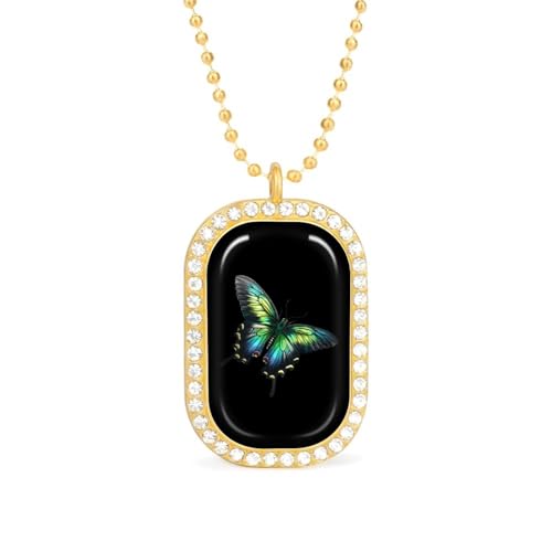 KWQDOZF Realistische Halskette mit Vogelflügel-Schmetterlings-Anhänger für Damen, modischer quadratischer Gold-Splitter-Kette mit Diamant-Lünette von KWQDOZF