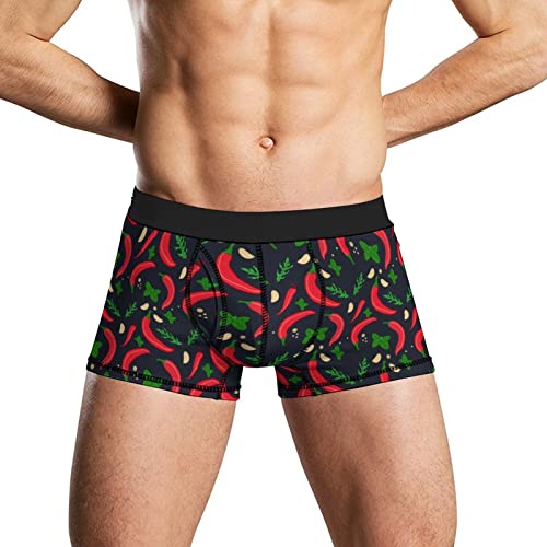 KWQDOZF Red Chilli Herren-Unterwäsche, Boxershorts, weiche, Kurze Trunk-Stretch-Unterhose von KWQDOZF