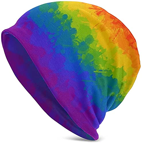 KWQDOZF Regenbogen-Beanie für Herren und Damen, Unisex, Totenkopf-Wintermütze von KWQDOZF