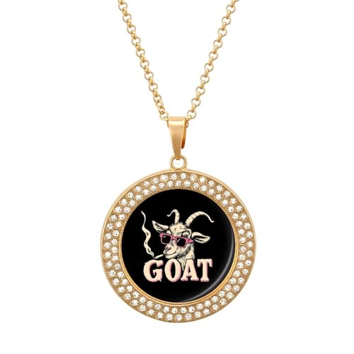KWQDOZF Rock Goat Coole Brille Anhänger Halskette für Frauen Mode Runde Gold Splitter Kette Diamant Lünette Schmuck KWQDOZF Rock Goat Coole Brille Anhänger Halskette für Frauen Mode Runde Gold Splitter Kette Diamant Lünette Schmuck von KWQDOZF