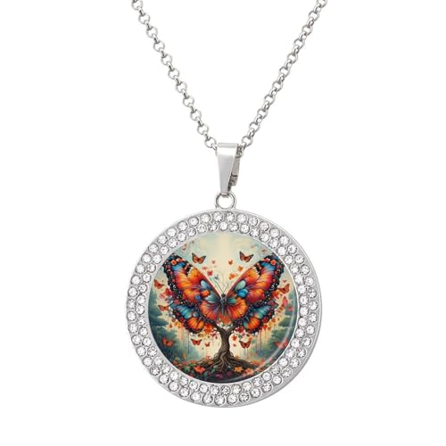 KWQDOZF Schmetterlingsbaum-Halskette mit Bild und Diamant-Anhänger, personalisierter Erinnerungsschmuck, Geschenk für Männer und Frauen KWQDOZF Schmetterlingsbaum-Halskette mit Bild und Diamant-Anhänger, personalisierter Erinnerungsschmuck, Geschenk für Männer und Frauen von KWQDOZF