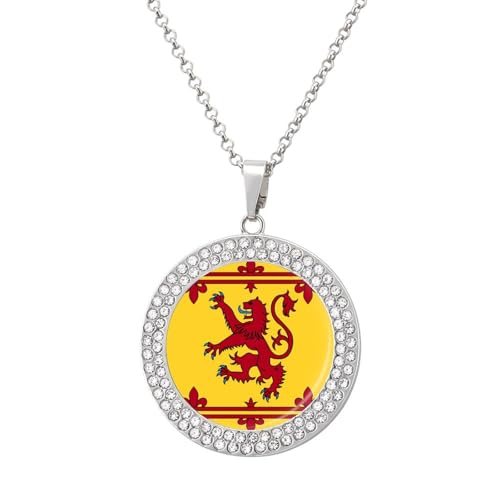 KWQDOZF Schottland Scottish Rampant Lion Personalisierte runde Halskette mit Bild-Diamant-Anhänger, personalisierter Erinnerungsschmuck, Geschenk für Männer und Frauen KWQDOZF Schottland Scottish Rampant Lion Personalisierte runde Halskette mit Bild-Diamant-Anhänger, personalisierter Erinnerungsschmuck, Geschenk für Männer und Frauen von KWQDOZF
