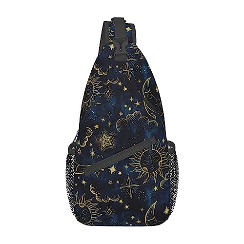 KWQDOZF Schultertasche mit Sonne-Mond-Boho-Astrologie, Crossbody-Tasche, persönliche Tasche, leichter Brust-Schulter-Rucksack für Reisen und Wandern KWQDOZF Schultertasche mit Sonne-Mond-Boho-Astrologie, Crossbody-Tasche, persönliche Tasche, leichter Brust-Schulter-Rucksack für Reisen und Wandern von KWQDOZF