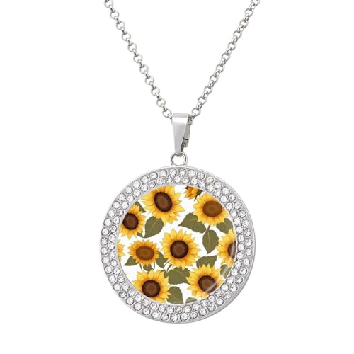 KWQDOZF Sonnenblumen-Halskette mit rundem Bild und Diamant-Anhänger, personalisierter Erinnerungsschmuck, Geschenk für Männer und Frauen KWQDOZF Sonnenblumen-Halskette mit rundem Bild und Diamant-Anhänger, personalisierter Erinnerungsschmuck, Geschenk für Männer und Frauen von KWQDOZF