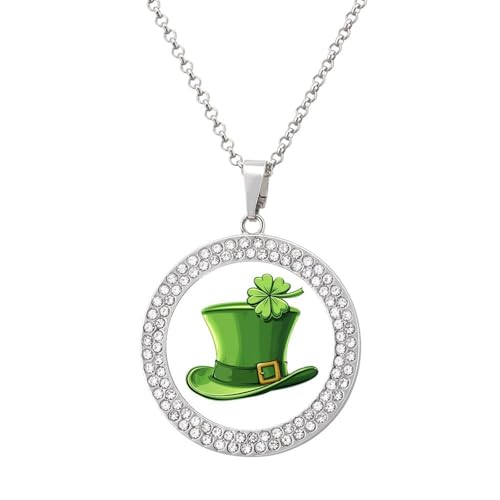 KWQDOZF St. Patricks Day Kleeblatthut Personalisierte runde Halskette Bild Diamantanhänger Personalisierter Erinnerungsschmuck Geschenk für Männer Frauen KWQDOZF St. Patricks Day Kleeblatthut Personalisierte runde Halskette Bild Diamantanhänger Personalisierter Erinnerungsschmuck Geschenk für Männer Frauen von KWQDOZF