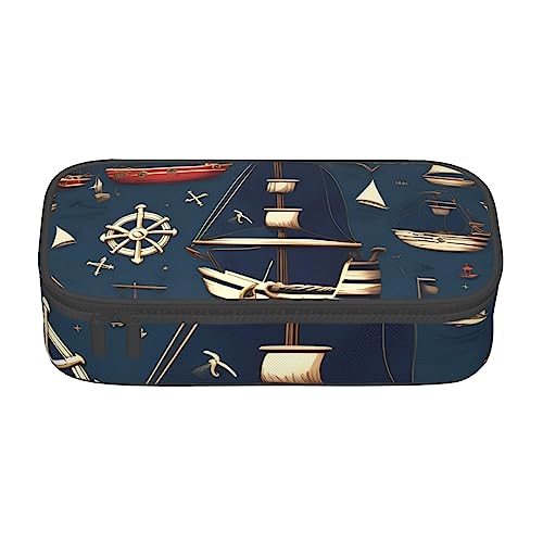 KWQDOZF Stiftetasche mit großem Fassungsvermögen und robusten Fächern für Schreibwaren, Bleistiftbox mit nautischem Segel- und Piratenthema KWQDOZF Stiftetasche mit großem Fassungsvermögen und robusten Fächern für Schreibwaren, Bleistiftbox mit nautischem Segel- und Piratenthema von KWQDOZF