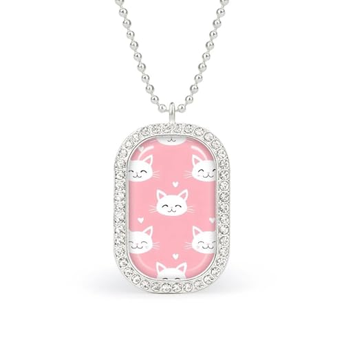 KWQDOZF Süße Halskette mit Katzengesicht-Anhänger für Damen, modisch, quadratisch, Gold/Splitterkette, Diamant-Lünette von KWQDOZF