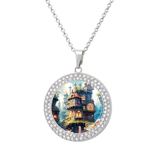 KWQDOZF Time House Personalisierte runde Halskette mit Bild-Diamant-Anhänger, personalisierter Erinnerungsschmuck, Geschenk für Männer und Frauen KWQDOZF Time House Personalisierte runde Halskette mit Bild-Diamant-Anhänger, personalisierter Erinnerungsschmuck, Geschenk für Männer und Frauen von KWQDOZF