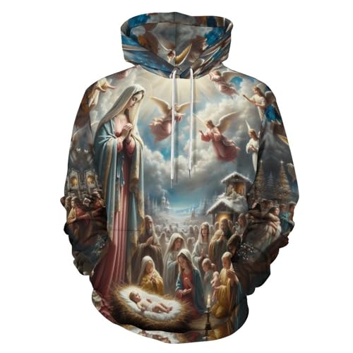 KWQDOZF Unsere Liebe Frau von Guadalupe - Pullover, klassischer Kapuzenpullover mit großer Tasche, Kapuzenpullover für Herren und Damen von KWQDOZF