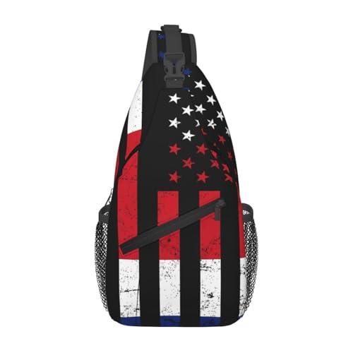 KWQDOZF Verstellbarer Sling-Rucksack mit dominikanischer Flagge – Lässige Umhängetasche für Reisen, Fitnessstudio und den täglichen Gebrauch von KWQDOZF