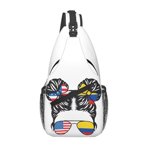 KWQDOZF Verstellbarer Sling-Rucksack mit halb belizianischer amerikanischer Flagge – Lässige Umhängetasche für Reisen, Fitnessstudio und den täglichen Gebrauch von KWQDOZF