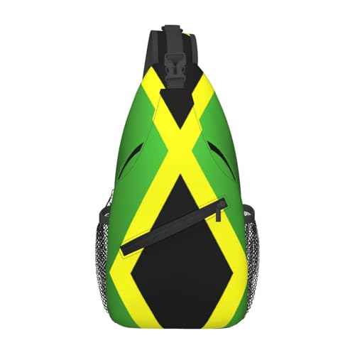 KWQDOZF Verstellbarer Sling-Rucksack mit jamaikanischer Flagge – Lässige Umhängetasche für Reisen, Fitnessstudio und den täglichen Gebrauch von KWQDOZF