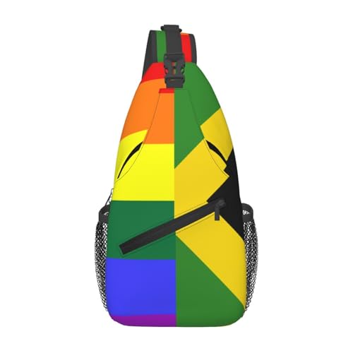 KWQDOZF Verstellbarer Sling-Rucksack mit jamaikanischer Flagge – Lässige Umhängetasche für Reisen, Fitnessstudio und den täglichen Gebrauch von KWQDOZF