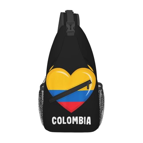 KWQDOZF Verstellbarer Sling-Rucksack mit kolumbianischer Flagge – lässige Umhängetasche für Reisen, Fitnessstudio und den täglichen Gebrauch von KWQDOZF