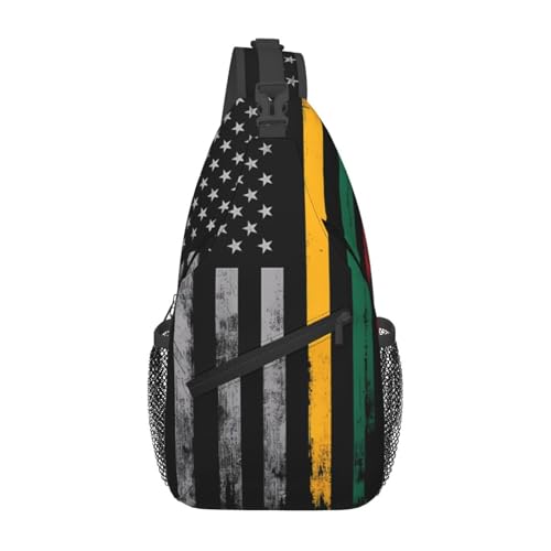 KWQDOZF Verstellbarer Sling-Rucksack mit portugiesischer Flagge im Vintage-Stil – lässige Umhängetasche für Reisen, Fitnessstudio und den täglichen Gebrauch von KWQDOZF