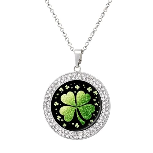 KWQDOZF Vierblättriges Kleeblatt, personalisierte runde Halskette mit Bild-Diamant-Anhänger, personalisierter Erinnerungsschmuck, Geschenk für Männer und Frauen KWQDOZF Vierblättriges Kleeblatt, personalisierte runde Halskette mit Bild-Diamant-Anhänger, personalisierter Erinnerungsschmuck, Geschenk für Männer und Frauen von KWQDOZF