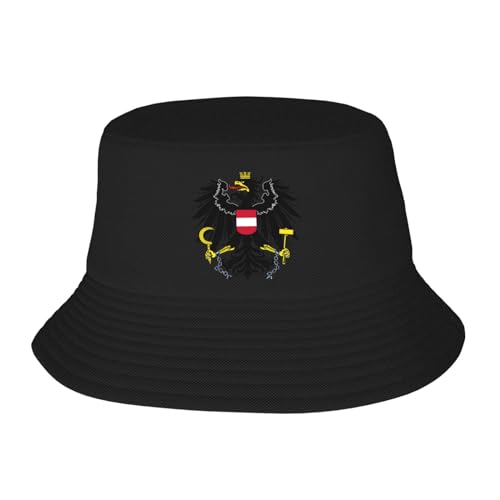 KWQDOZF Wappen von Österreich FischerhüteUnisex Packbarer Outdoor-Mode-Sonnenschutz-Fischerhut von KWQDOZF