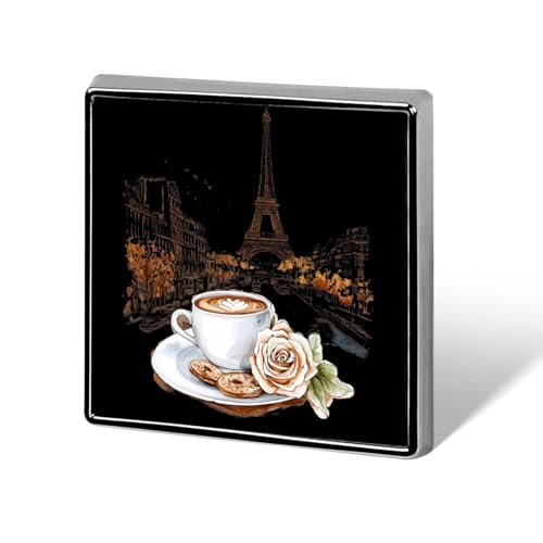 Kaffee Paris Eiffelturm Brosche Pins 0,7 "Metall Abzeichen Schmuck Dekor für Kleidung Laple Krawatte Rucksack Zubehör von KWQDOZF