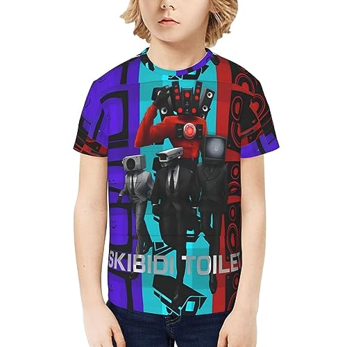 Kinder T-Shirt Leichtes T-Shirt Jungen Skibidi Toilet Kurzarm Sommer Top Tees S von KWQDOZF