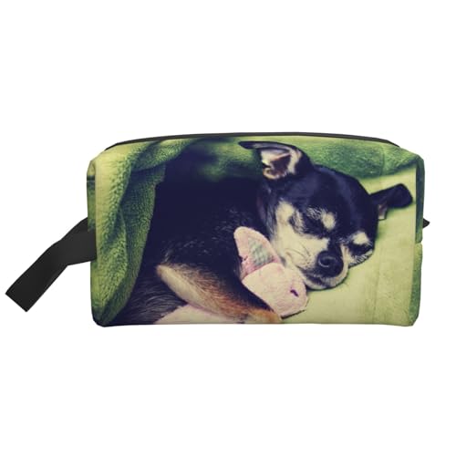 Kleine Chihuahua-Reise-Kulturtasche. Kleine Chihuahua-Reise-Make-up-Tasche mit großem Fassungsvermögen und Reißverschluss. Tragbare Reise-Kulturtasche in mehreren Stilen, Geschenkidee für Männer und F von KWQDOZF