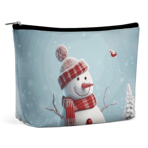 Kosmetiktasche, Make-up-Taschen für Damen, tragbare Make-up-Tasche, Weihnachts-Schneemann-Make-up-Etui, Reise-Kulturtasche für Reisezubehör von KWQDOZF