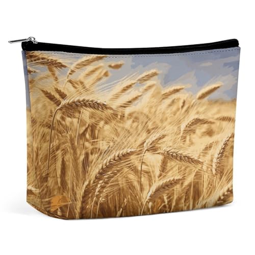 Kosmetiktasche, Make-up-Taschen für Damen, tragbare Make-up-Tasche, Weizenernte, Make-up-Etui, Reise-Kulturtasche für Reisezubehör von KWQDOZF