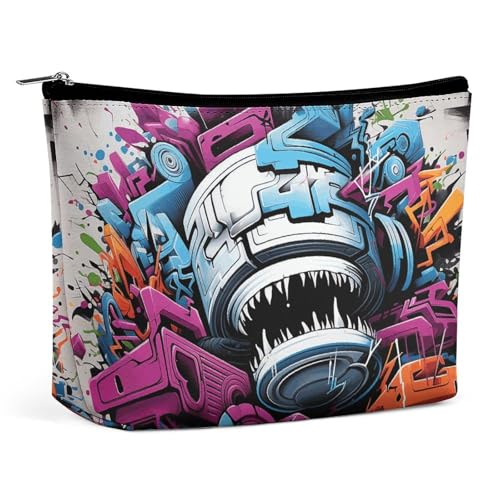 Kosmetiktasche, Make-up-Taschen für Damen, tragbare Make-up-Tasche, bunter Graffiti-Make-up-Koffer, Reise-Kulturtasche für Reisezubehör von KWQDOZF