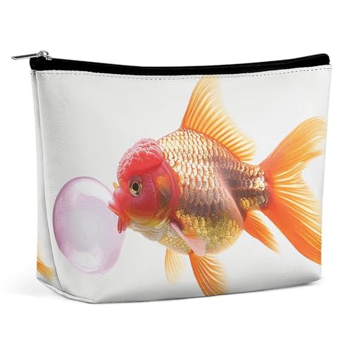 Kosmetiktasche, Make-up-Taschen für Damen, tragbare Make-up-Tasche mit Fisch- und Kaugummi-Motiv, Make-up-Etui, Reise-Kulturtasche für Reisezubehör von KWQDOZF
