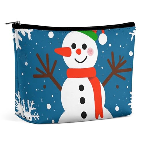 Kosmetiktasche, Make-up-Taschen für Damen, tragbare Make-up-Tasche mit Weihnachts- und Schneemann-Motiv, Make-up-Etui, Reise-Kulturtasche für Reisezubehör von KWQDOZF