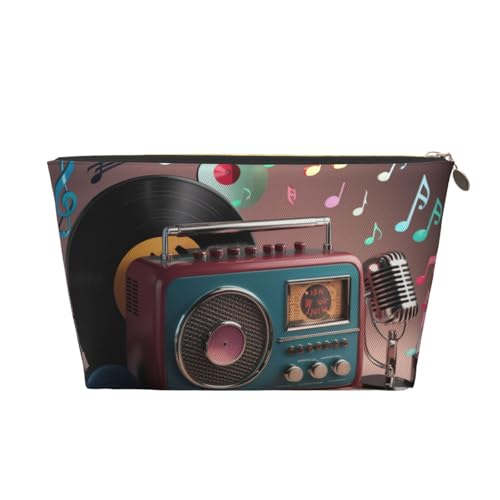 Kosmetiktasche für Damen mit Musikparty-Print, große Kapazität, Reise-Make-up-Tasche aus Leder, wasserdicht, Kulturbeutel, Rasierbeutel, Geldbörse von KWQDOZF