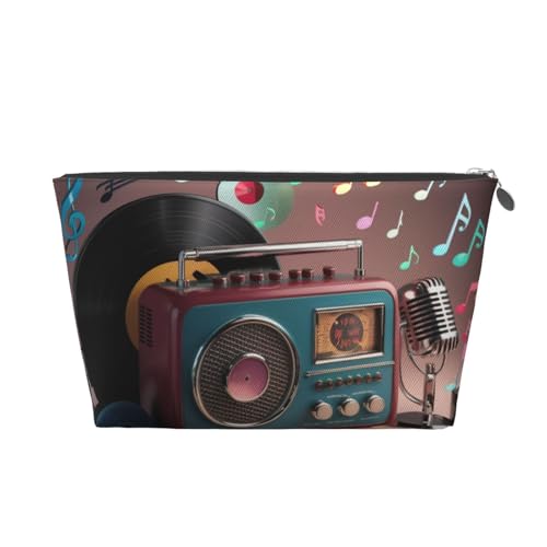 Kosmetiktasche für Damen mit Musikparty-Print, große Kapazität, Reise-Make-up-Tasche aus Leder, wasserdicht, Kulturbeutel, Rasierbeutel, Geldbörse von KWQDOZF