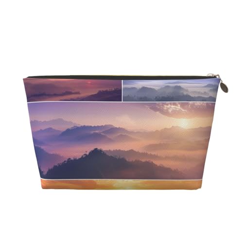 Kosmetiktasche für Damen mit schönem Himmelslandschafts-Print, große Kapazität, Reise-Make-up-Tasche aus Leder, wasserdicht, Kulturbeutel, Rasierbeutel, Geldbörse von KWQDOZF
