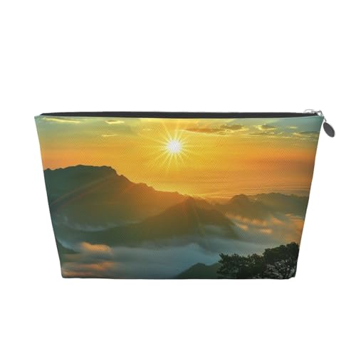 Kosmetiktasche für Damen mit schönem Himmelslandschafts-Print, große Kapazität, Reise-Make-up-Tasche aus Leder, wasserdicht, Kulturbeutel, Rasierbeutel, Geldbörse von KWQDOZF