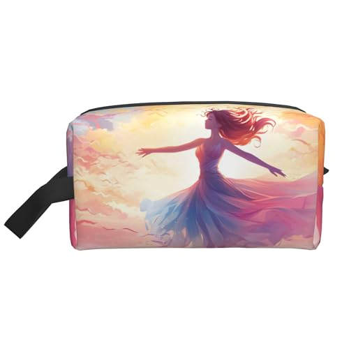 Kosmetiktasche mit Aquarell-Ballett für Frauen, Ballerina-Mädchen, Make-up-Tasche, tragbare Toiletten-Organizer-Tasche, Reisezubehör, Geschenk von KWQDOZF