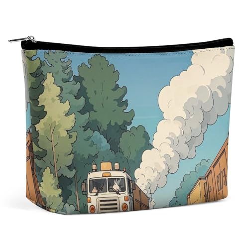 Kosmetiktasche mit Aufschrift „Ländliche Lokomotive, Rauchen, Eisenbahn, für Damen, tragbar, wasserdicht, ästhetisch, tragbar, für Reisen und Arbeit von KWQDOZF