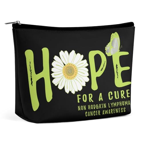 Kosmetiktasche mit Blumenmotiv „Hope for A Cure, Bewusstsein für Non-Hodgkin-Lymphom-Krebs, Reise-Make-up-Tasche, Kulturbeutel mit großer Kapazität, Aufbewahrungstaschen für Frauen, 3 von KWQDOZF