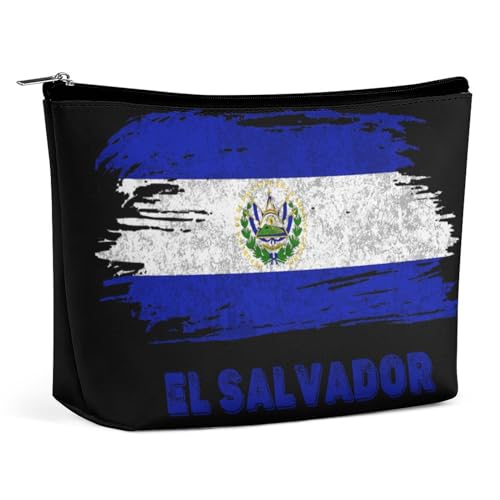Kosmetiktasche mit Flagge von EL Salvador, tragbare Reise-Make-up-Tasche, große Kapazität, Kulturbeutel, Aufbewahrungstaschen für Damen, 3 von KWQDOZF