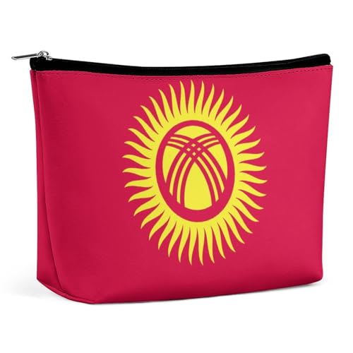 Kosmetiktasche mit Flagge von Kirgisistan, Reise-Make-up-Organizer, wasserdichte Tasche mit Reißverschluss von KWQDOZF